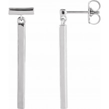 14K White Articulated Bar Earrings - 87209108P