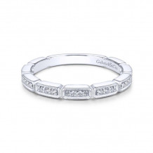 Gabriel & Co. 14k White Gold Victorian Diamond Wedding Band - WB13914R4W44JJ