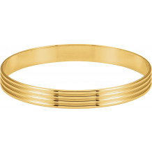 14K Yellow 8 mm Grooved Bangle Bracelet - BRC81102934P