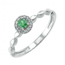 Gems One 10Kt White Gold Diamond (1/12Ctw) & Emerald (1/5 Ctw) Ring - RG87016-1WDE