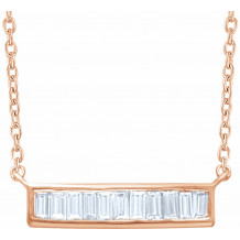 14K Rose 1/4 CTW Diamond Baguette Bar 16-18 Necklace - 65188560005P