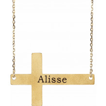 14K Yellow Sideways Cross 16-18 Necklace - 86570105P