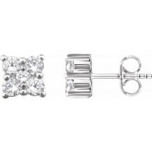 14K White 1/2 CTW Diamond Cluster Earrings - 65293660001P