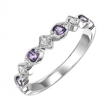 Gems One 14Kt White Gold Diamond (1/20Ctw) & Amethyst (1/6 Ctw) Ring - FR1238-4WD