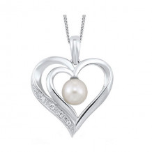 Gems One Silver Cubic Zirconia & Pearl (1 Ctw) Pendant - PD10232-SSW