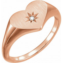 14K Rose .01 CT Diamond 11.9 mm Heart Starburst Ring - 122818602P