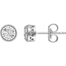 14K White Sapphire April Birthstone Earrings - 651610138P