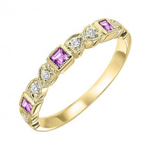 Gems One 14Kt Yellow Gold Diamond (1/10Ctw) & Pink Sapphire (1/5 Ctw) Ring - FR1072-4YD