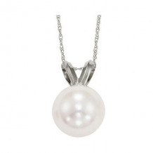 Gems One 14Kt White Gold Diamond (1/50Ctw) & Pearl (1/2 Ctw) Pendant - PPD5.5AAA-4W