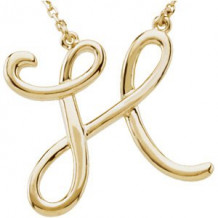 14K Yellow Script Initial H 16 Necklace - 84635201P
