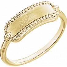 14K Yellow 15x6 mm Rectangle Beaded Signet Ring - 51727102P