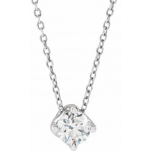 14K White 1/2 CT Diamond Solitaire 16-18 Necklace - 869936020P