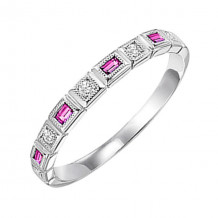Gems One 14Kt White Gold Diamond (1/10Ctw) & Pink Sapphire (1/6 Ctw) Ring - FR1067-4WD