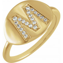 14K Yellow Initial M 1/8 CTW Diamond Ring - 653628636P