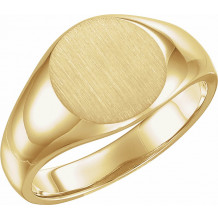 14K Yellow 13 mm Round Signet Ring - 91298591P