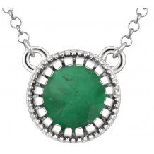 14K White Emerald May 18 Birthstone Necklace - 651611110P