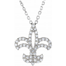14K White 1/5 CTW Diamond Fleur De Lis 16 Necklace - 6775384714P