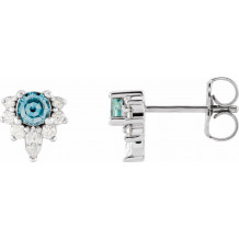 14K White Aquamarine & 1/6 CTW Diamond Earrings - 869506012P