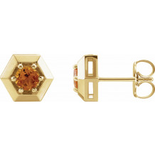 14K Yellow Citrine Geometric Earrings - 87127627P