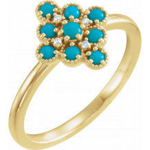 14K Yellow Turquoise & .02 CTW Diamond Ring - 720736003P