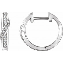 14K White .05 CTW Diamond Hoop Earrings - 65296260001P