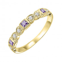 Gems One 10Kt Yellow Gold Diamond (1/10Ctw) & Amethyst (1/5 Ctw) Ring - FR1208-1YD