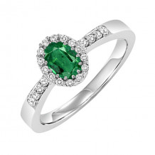 Gems One 14Kt White Gold Diamond (1/8Ctw) & Emerald (3/8 Ctw) Ring - HDR1419-4WCE