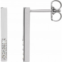 14K White .07 CTW Diamond Bar Earrings - 86730600P