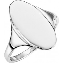 10K White 16.4x8.5 mm Oval Signet Ring - 52036402P