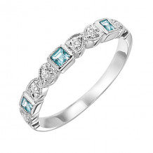 Gems One 14Kt White Gold Diamond (1/12Ctw) & Aquamarine (1/8 Ctw) Ring - FR1270-4WD