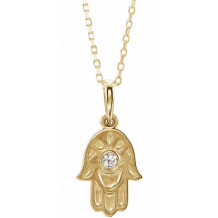 14K Yellow .03 CTW Diamond Hamsa 16-18 Necklace - 86623606P