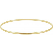 14K Yellow 2 mm Half Round Bangle 7 1/2 Bracelet - BRC111647P