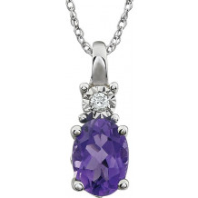 14K White Amethyst & .02 CTW Diamond 18 Necklace - 651534100P