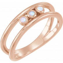 14K Rose Opal Three-Stone Bezel-Set Ring - 71967602P