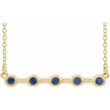 14K Yellow Blue Sapphire Bezel-Set 16 Bar Necklace - 868406056P
