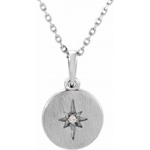 14K White .01 CT Diamond Starburst 16-18 Necklace - 86425600P