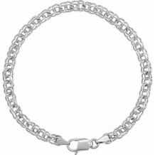 14K White Solid Double Link Charm Bracelet - CH159244314P