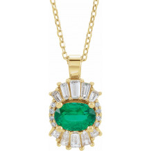14K Yellow Emerald & 1/4 CTW Diamond 16-18 Necklace - 869706116P