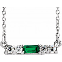 14K White Emerald & 1/5 CTW Diamond 18 Necklace - 86838705P
