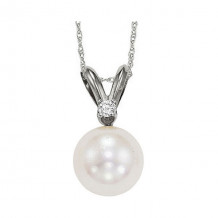 Gems One 14Kt White Gold Diamond (1/50Ctw) & Pearl (1/2 Ctw) Pendant - PPD6.00AAA-4W