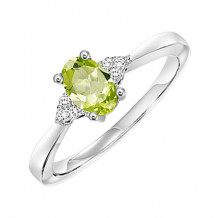 Gems One 10Kt White Gold Diamond (1/20Ctw) & Peridot (1/2 Ctw) Ring - FR4026-1WDD