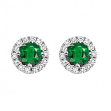 Gems One 14Kt White Gold Diamond (1/8Ctw) & Emerald (1/3 Ctw) Earring - NE331-4WCE