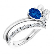 14K White Blue Sapphire & 1/6 CTW Diamond Ring - 71968610P