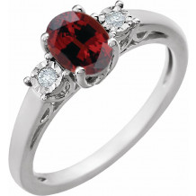 14K White Mozambique Garnet and .04CTW Diamond Ring - 651544107P