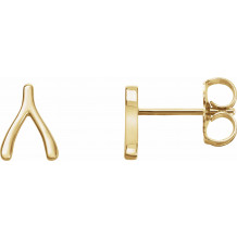 14K Yellow Wishbone Earrings - 86438601P
