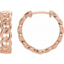 14K Rose 19.6 mm Chain Link Hoop Earrings - 653403602P