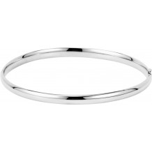 14K White 4 mm Hinged Bangle Bracelet - BRC180239013P