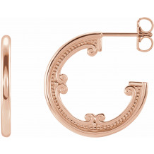 14K Rose 20 mm Vintage-Inspired Hoop Earrings - 86731602P