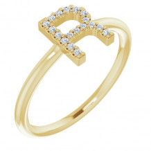 14K Yellow .08 CTW Diamond Initial R Ring - 1238346086P