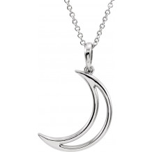 14K White 25.7x4.7 mm Crescent Moon 16 Necklace - 85880101P